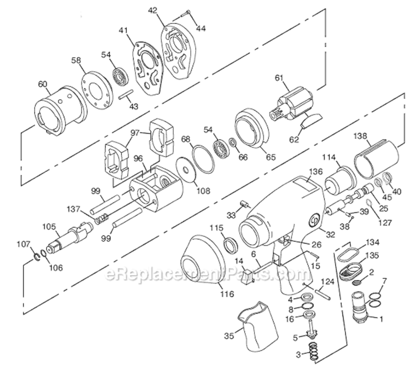Page A Diagram and Parts List for CP749-2 T024673 Chicago Pneumatic Wrench